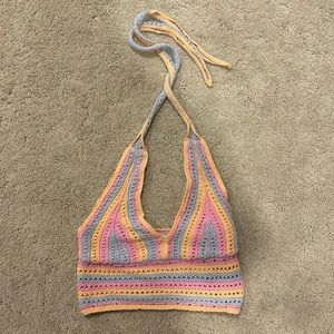 Pink, blue, and orange Hollister halter top concert shirt size XS